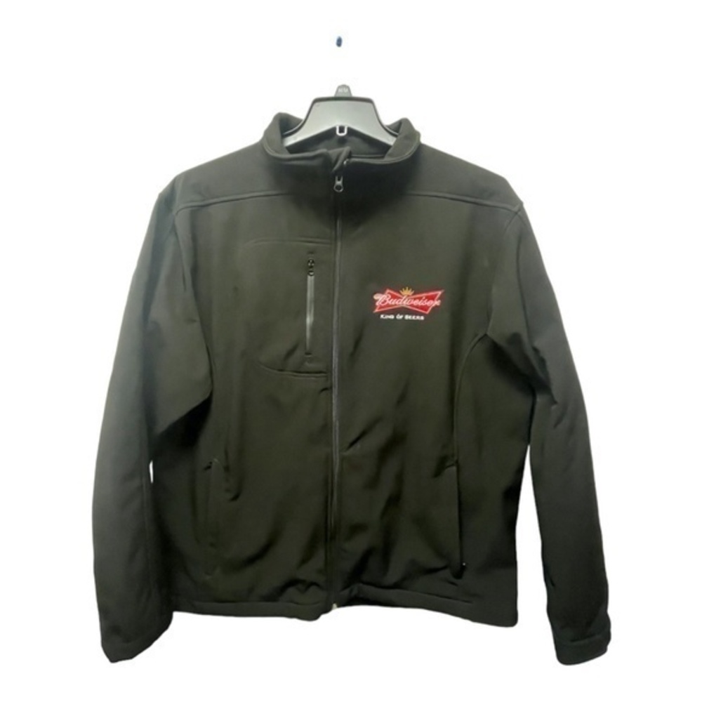 Budweiser CX2 Mens Black Softshell Jacket Water Repellent Lightweight Size XL